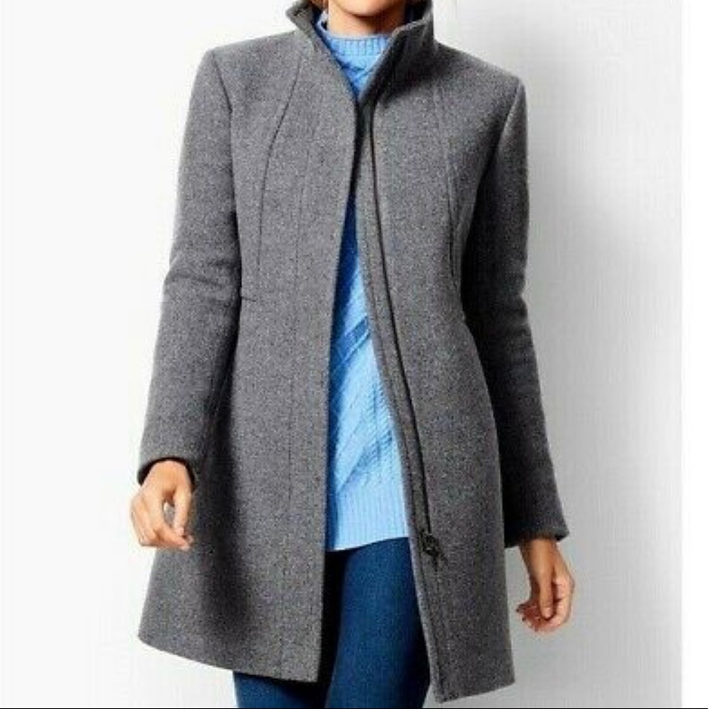 Talbots Italian wool blend stand up collar coat